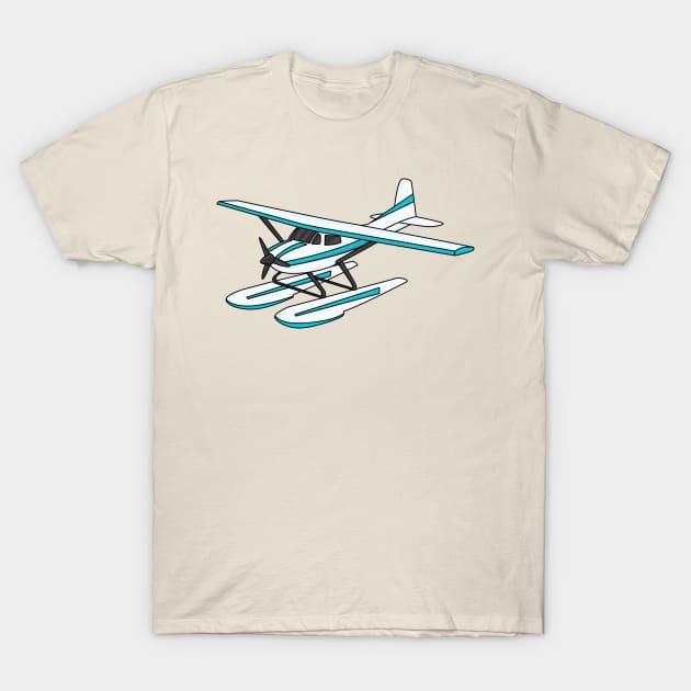 White blue seaplane illustration T-Shirt by Cartoons of fun